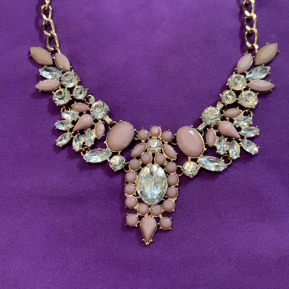 Pink Rhinestone statement piece Necklace - Picture 2 of 3